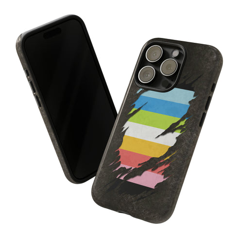 Queer Pride Flag Ripped Reveal Tough Case
